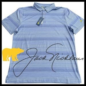 NWT Jack Nicklaus Blue Stripe Golf Polo Shirt (L)